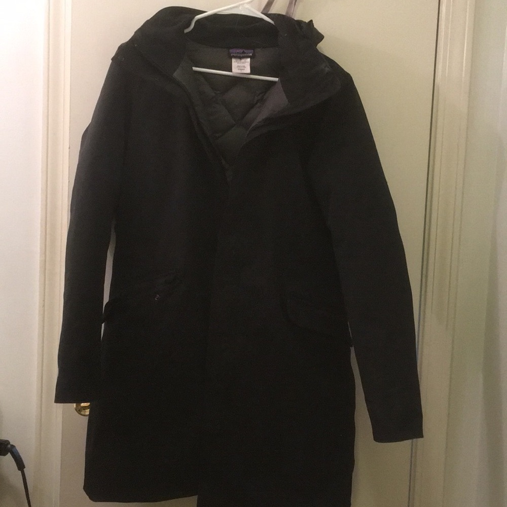 Long black Winter Coat lined with goose down
